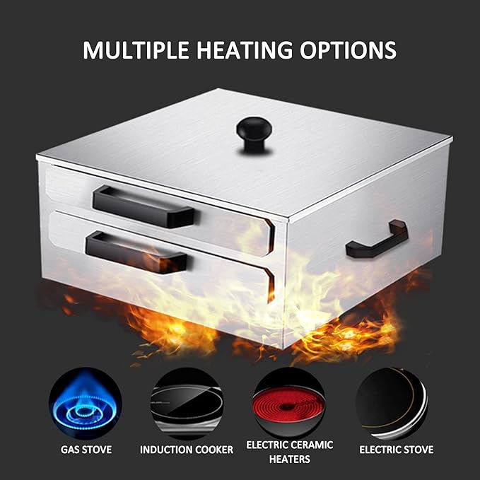 Food-Grade Stainless Steel Rice Noodles Steamer - 2-Layer Rice Noodle Rolls Maker Cantonese Cuisine Roll Cooker with 3 Trays