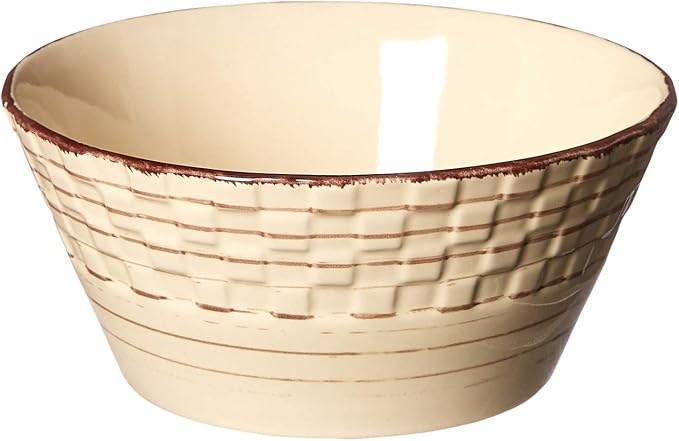 Lorren Home Trends 16 Piece Distressed Weave Dinnerware Set-Buttercup