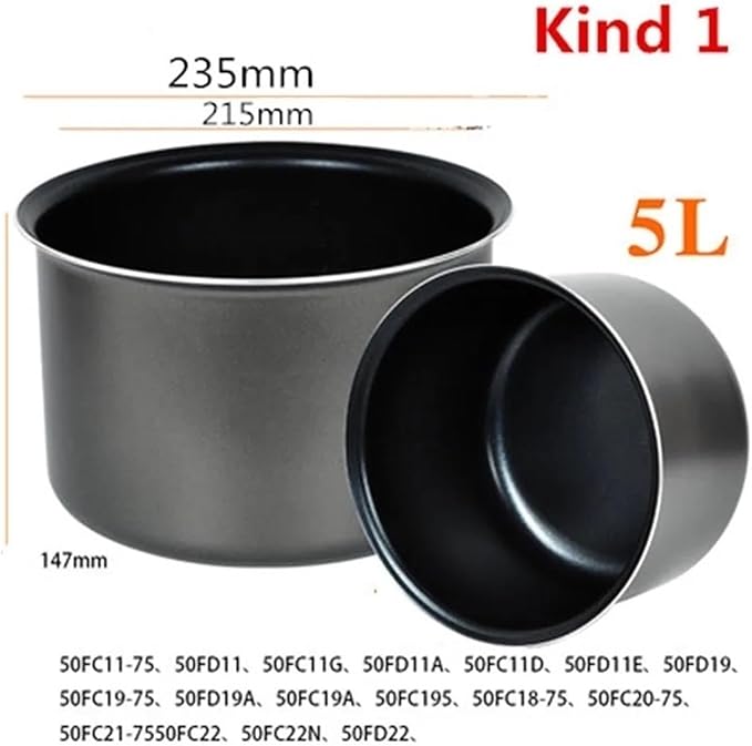 Electric Rice Cooker Inner Pot Compatible for SUPOR Electric Pressure Cooker Inner Pot 2.5L/3L/4L/5L/6L Non Stick Pot Inner Pot (Multiple Kind 1(5L))