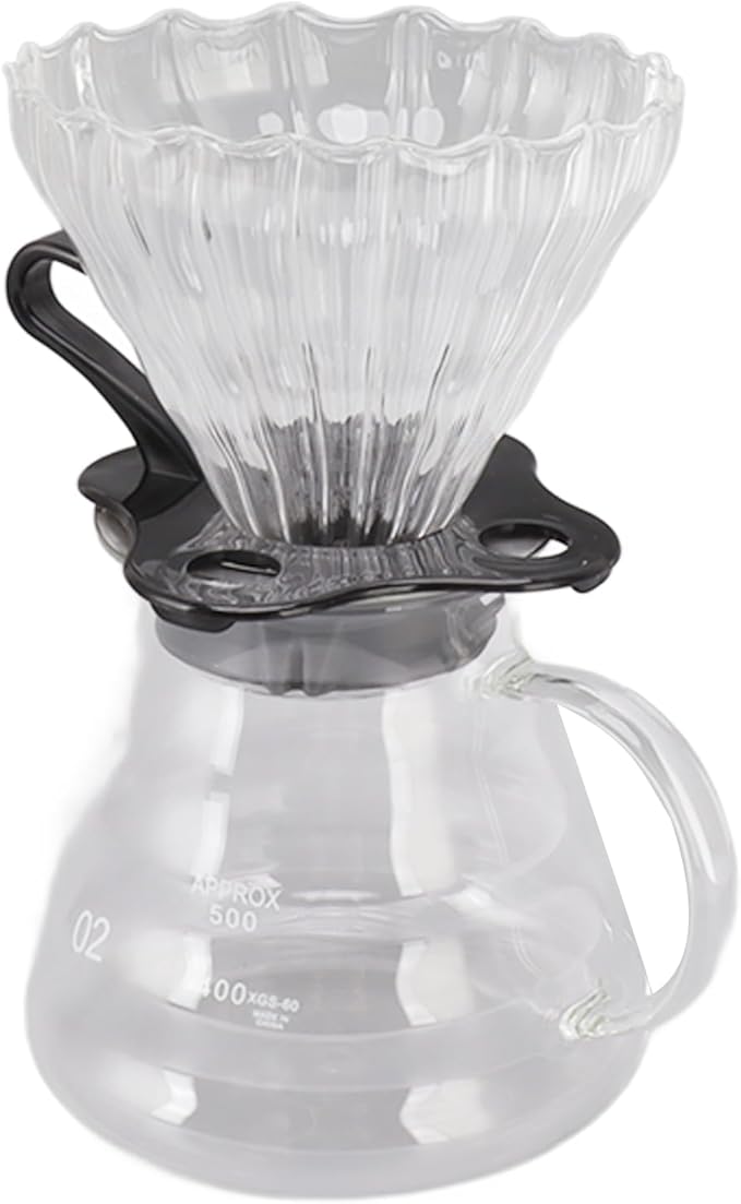 ZJchao Pour Over Coffee Maker Glass Dripper Brewer Pot 600ML 3 in 1 Set with Filter Cup and 100 Paper Filters for Home Office Use