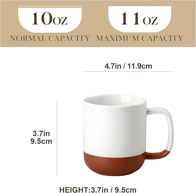 MALACASA Ceramic Coffee Mugs Set of 4 11oz Coffee Cups Modern Farmhouse Mugs for Coffee Latte Tea Hot Chocolate Cappuccino Milk Microwave &amp Dishwasher Safe Khaki White Series TARA