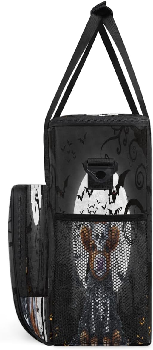 Halloween Mountain Cow Bat Moon Coffee Maker Carring Bag Travel Carrying Storage Tote Bag Compatible with Keurig K-Mini or K-Mini Plus Portable Single Serve Coffee Brewer Case with Pockets