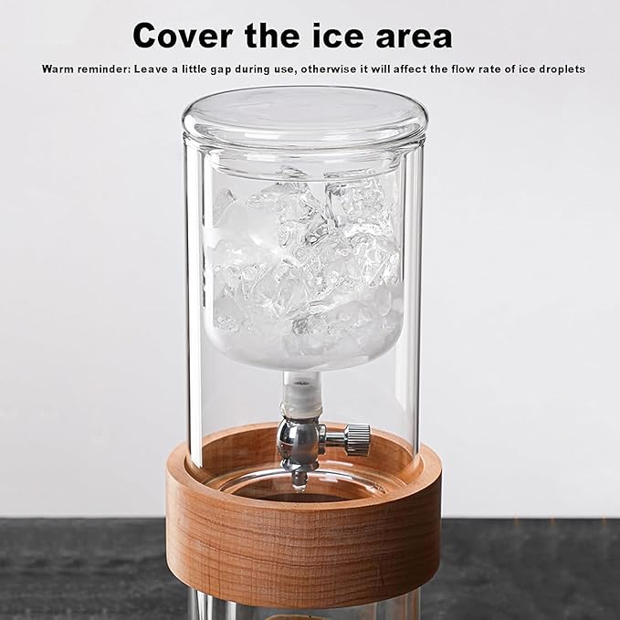 Double Layer Cold Drip Coffee Cold Brew Drip Tower 500ml Ice Cold Brew Dripper Coffee Maker with Flow Rate Regulating Valve High Borosilicate Glass for Coffee Shop Home Office