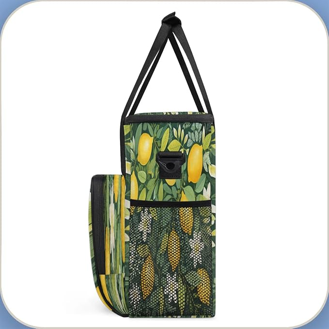 Lemon Printed Floral Coffee Maker Carrying Bag for Keurig K-Mini or K-Mini Plus Storage Portable Coffee Maker Travel Bag