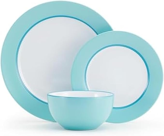 Pfaltzgraff Grayson Teal 12 Piece Dinnerware Set Service for 4