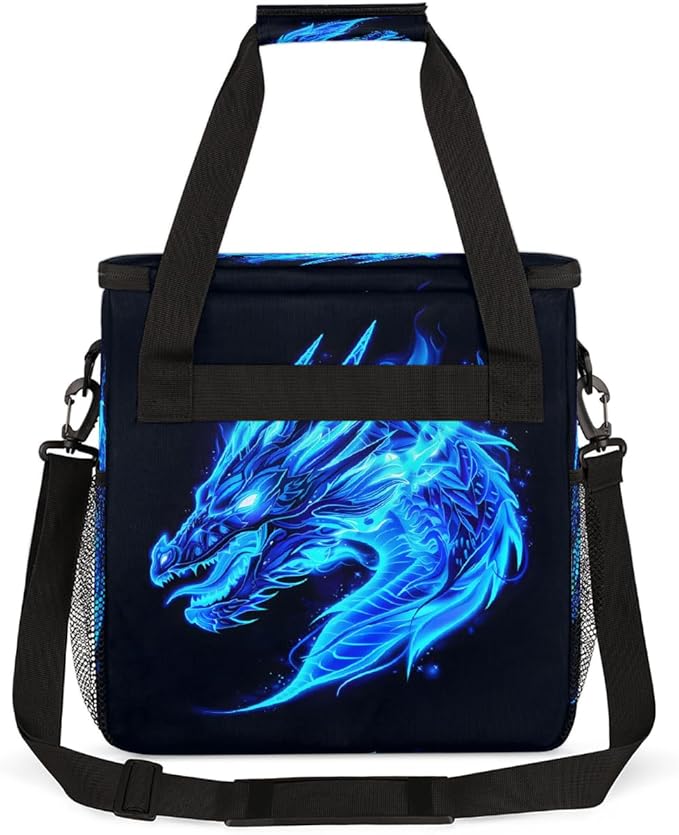 Blue Ice Dragon Coffee Maker Carring Bag Travel Carrying Storage Tote Bag Compatible with Keurig K-Mini or K-Mini Plus Portable Single Serve Coffee Brewer Case with Pockets for K-cup Pods