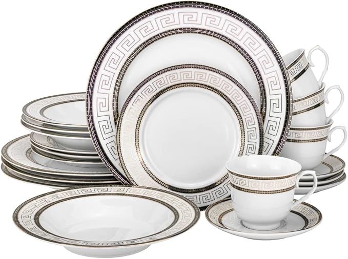 Euro Porcelain 57-pc Banquet Dinnerware Set Luxury Tableware Dining Service for 8