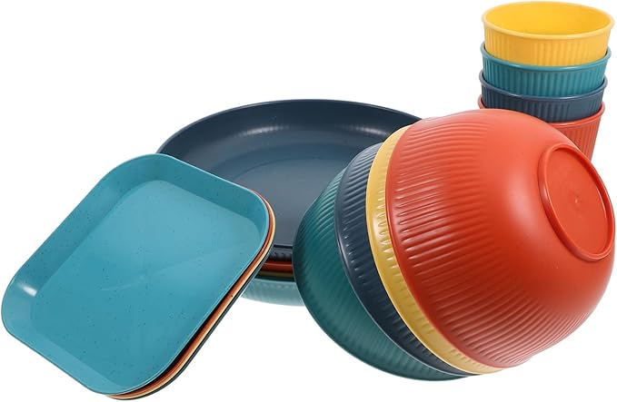 1set Camping Dinnerware Set Plate Bowl Set Material Unbreakable for Outdoor Activities