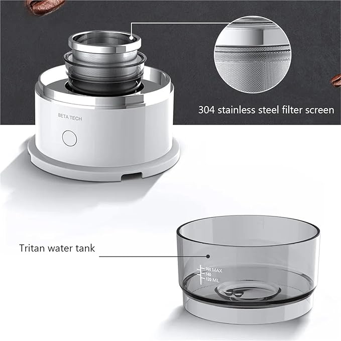 Electric Coffee Maker Portable Mini Coffee Machine 304 Stainless Steel Hand Rushing Coffee Pot for Travel Car Home(Coffee Dripper)