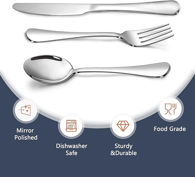 24-Piece Silverware Set Flatware Set for 8 Food-Grade Stainless Steel Tableware Cutlery Set Mirror Finished Utensil Sets for Home Restaurant