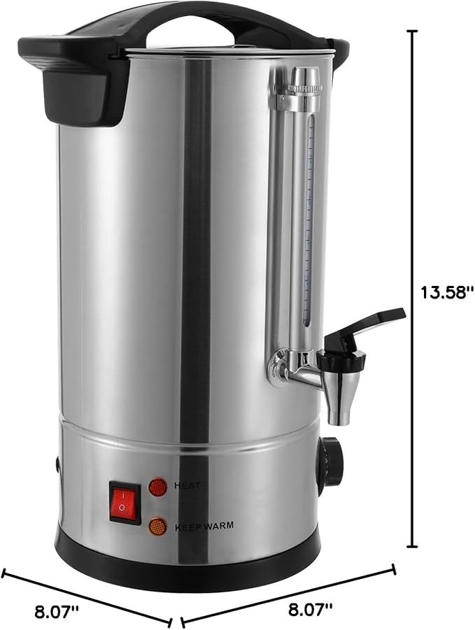 Coffee Urn 50 Cup Coffee Percolator Commercial Coffee Maker 8L Stainless Steel Coffee Maker Hot Water Beverage Dispenser Electric Coffee Urn For Catering Wedding Party