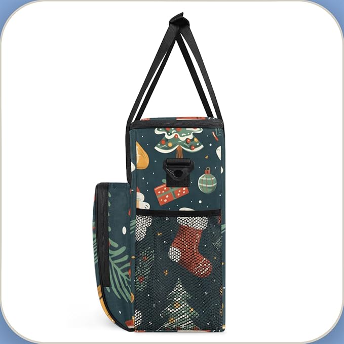 Abstract Santa Claus Coffee Maker Carrying Bag Colorful Santa Claus Travel Storage Bag Compatible with K-Mini or K-Mini Plus Single Serve Coffee Brewer Carrying Case with Pockets &amp Shoulder Stra