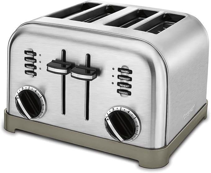 Cuisinart CPT-180P1 Metal Classic 4-Slice Toaster Brushed Stainless &amp Electric Kettle 1.7-Liter Capacity Cordless 1500-Watts for Fast Heat Up Stay Cool Non-Slip Handle Stainless Steel CPK-17