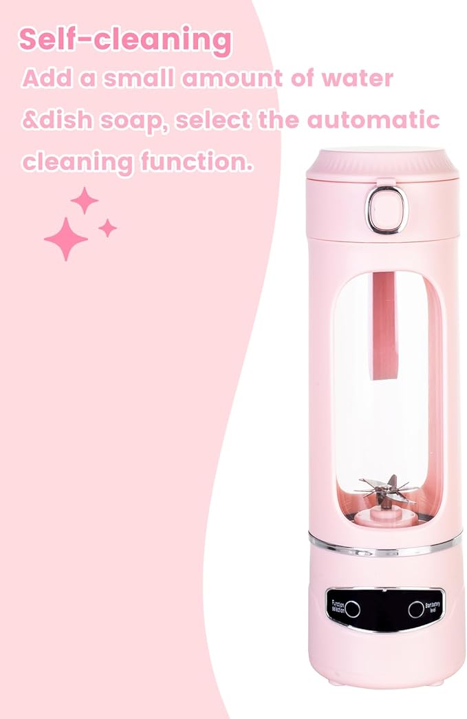 Personal Portable Blender - Smoothies &amp Shakes - 20Oz/600ml Large Capacity High Power Cordless Blender (Pink)
