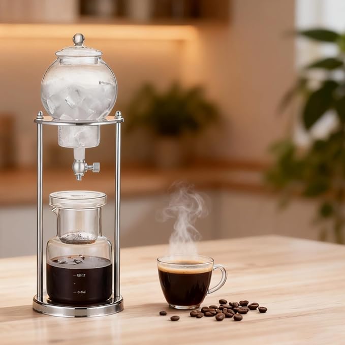 Luxury Cold Brew Coffee Maker 20.3 Oz Dripper with Stainless Steel Stand 17.7 in Height Perfect for Iced Beverages