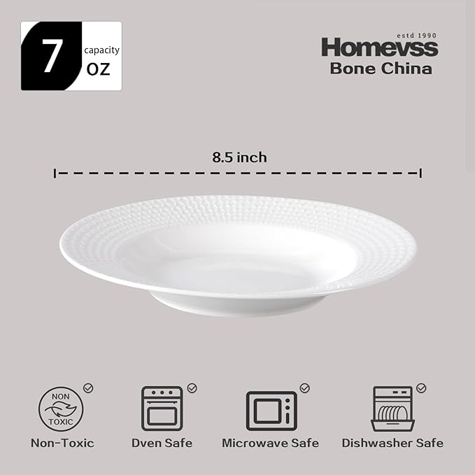 HomeVss New Bone China Dinnerware Set Embossed Diamond Design 48pc Set