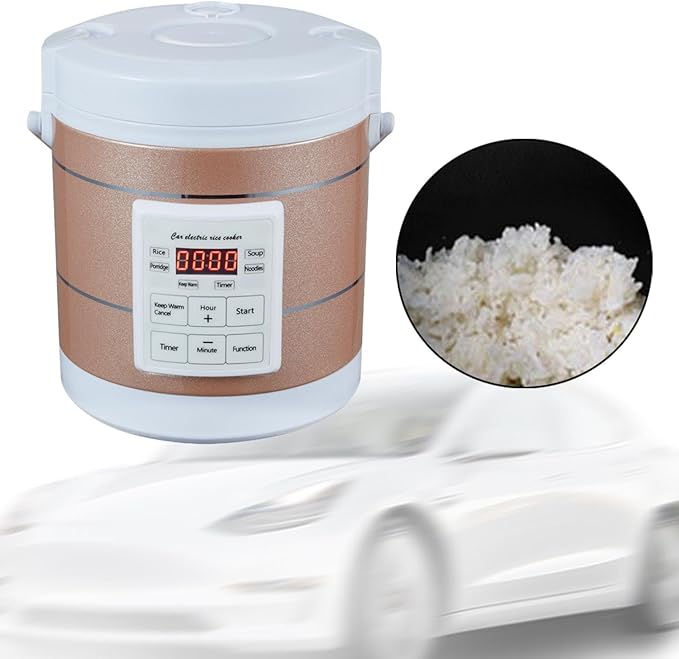 Car Multicooker Car Electrical Appliance Space Saving Easy to Use Noodle Cooker Food Heater for Trucks Camping 1 to 2 People Gold