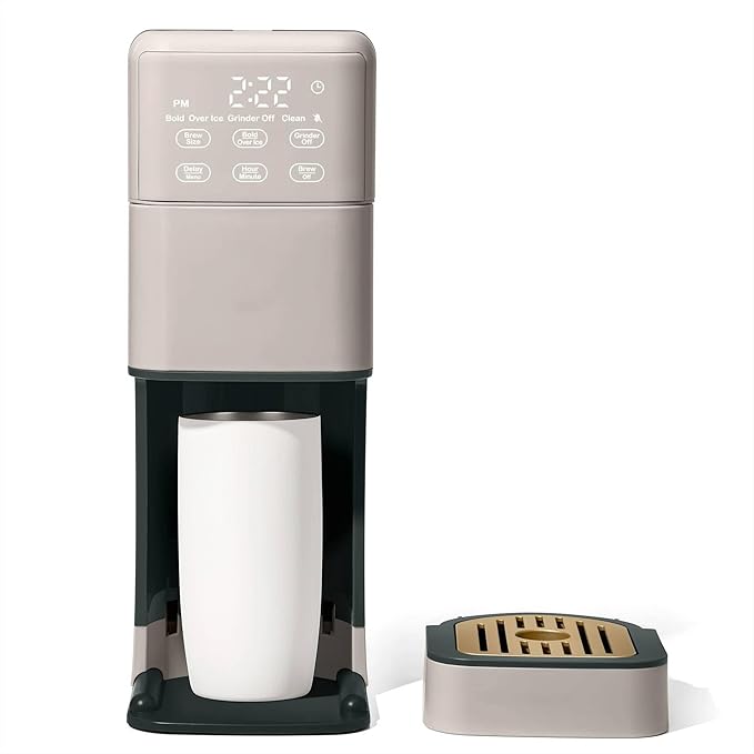 Perfect Grind™ Programmable Single Serve Coffee Maker White Icing by Drew Barrymore (Porcini Taupe)