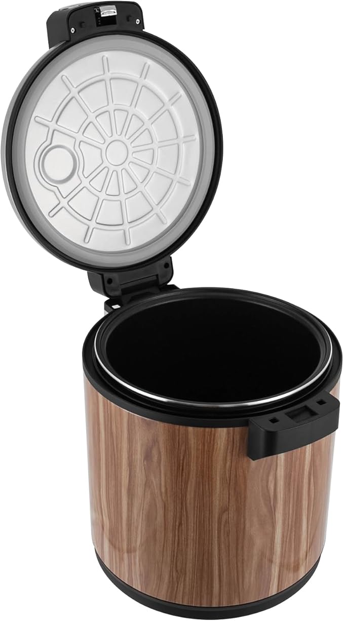 6Gal Electric Rice Warmer with 2 Temp Settings (154°F-161°F) - Commercial Food Warmer for Rice Soup &amp Dishes | Stainless Steel + Aluminum Alloy Free Standing (Wood Grain Color)