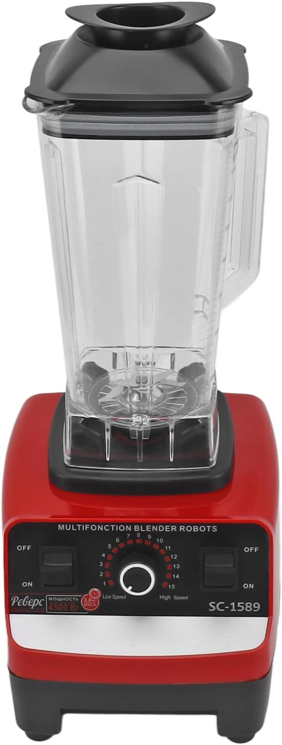 Countertop Blender 2L Food Processor with 6 Stainless Steel Blades Powerful Professional Blender for Ice Crushing Frozen Fruits Soups Dry Grinding (US Plug 110V)