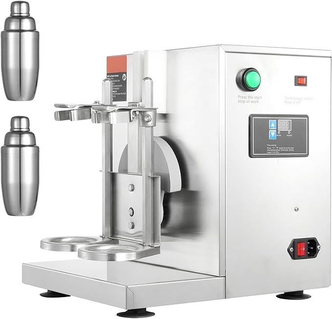 Happybuy 120W Milkshake Maker Machine Double Head Commercial Milk Tea Shaker 0-180s Adjustable Blender with 750ml Stainless Steel Cup for Milk Tea Store