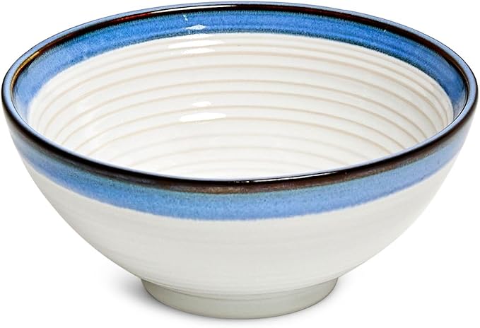 Sango Siterra Santorini 16-Piece Stoneware Dinnerware Set for 4 Ceramic White Plates and Bowls Sets with Blue Rim &amp Reactive Glaze Chip Resistant Dish Set Microwave &amp Dishwasher Safe Kitche