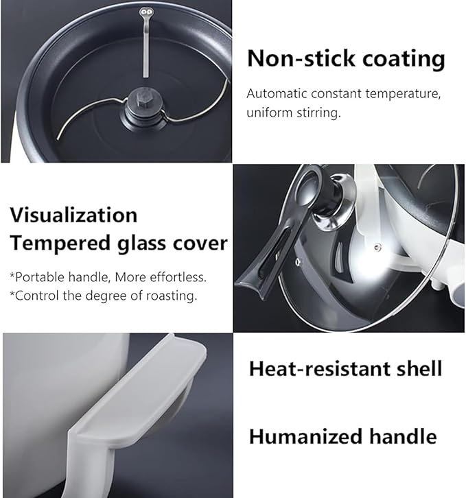 Electric Coffee Maker Automatic Coffee Roaster With Constant Temperature Non-Stick Coffee Bean Burner Ideal For Household Commercial Use Of Coffee Cereals