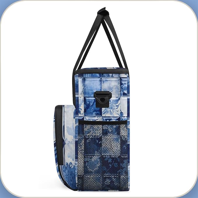 Polynesian Pattern Coffee Maker Carrying Bag Watercolor Floral Travel Storage Bag Compatible with K-Mini or K-Mini Plus Single Serve Coffee Brewer Carrying Case with Pockets &amp Shoulder Strap