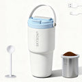 Portable Coffee Maker Mug for TravelMini Espresso Coffee Machine20 oz Thermos Cup with Lid Fast Extraction Electric Filter BrewerInsulated Stainless Steel Tumbler(White)