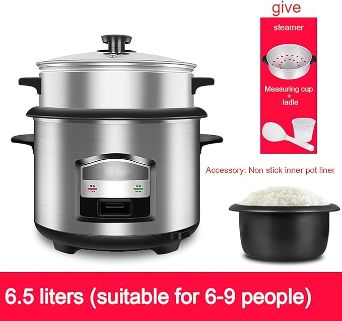 Rice Cooker Pot Style and Food SteamerHousehold 4.5/5.5/6.5L Stainless Steel Rice CookerOne TouchAutomatic Insulation(6.5L)