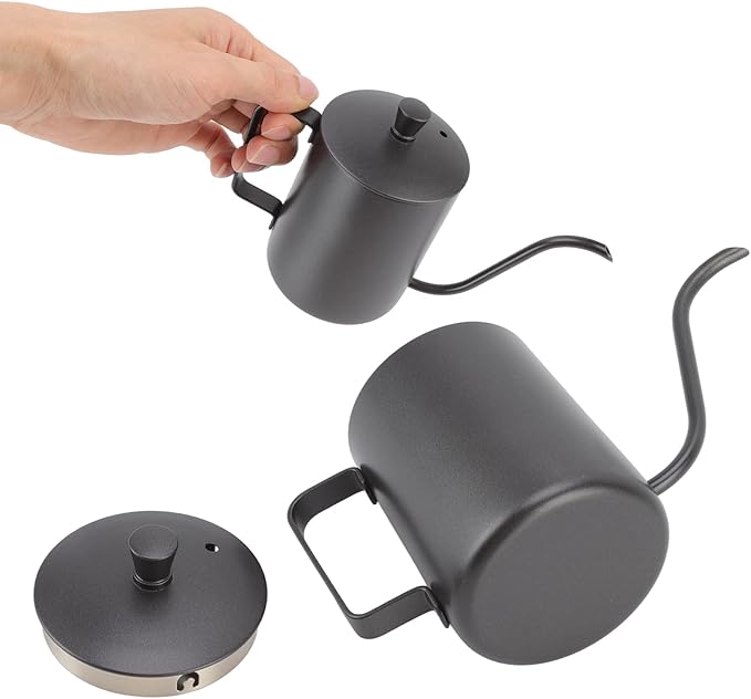 Pour Over Coffee Kettle Mini Kettle Spout Coffee Pots Drip Coffee Maker Kettle Long Narrow Stainless Steel Pour Over Kettle(350ml PTFE Black)