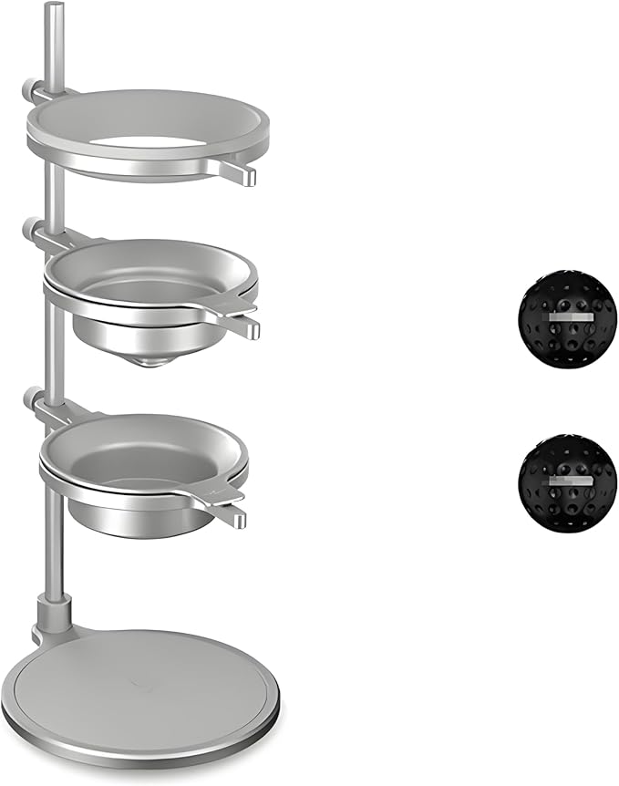 Coffee Dripper Stand with 2 Pcs Espresso Cooling BallHeight Adjustable Metal Pour Over Coffee Stand Elegant Gift for Coffee Dripper Brewer Lovers (Silver)