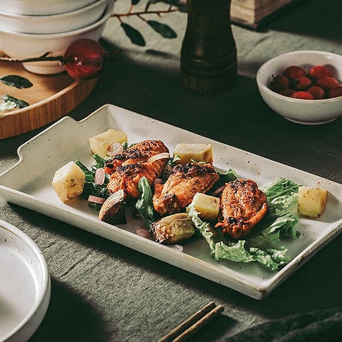 Classic Dinnerware Sets for 6 PeopleRetroSimple Dishware SetsHandmade Plate and Bowl Sets36 Pieces of White Black Spot Porcelain Dinnerware S