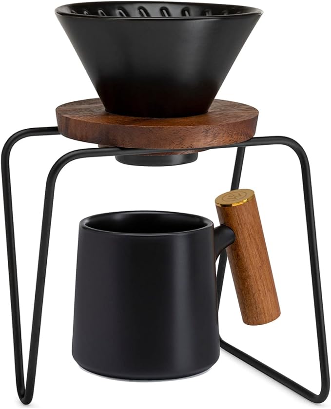 ChefWave Coffee Enthusiast Bundle Set - Single Serve Pour Over Coffee Maker Set w/Coffee Mug Compatible with No. 2 Filter V60 Dripper BPA free 2 Way Drip Coffee Maker (2 Items)