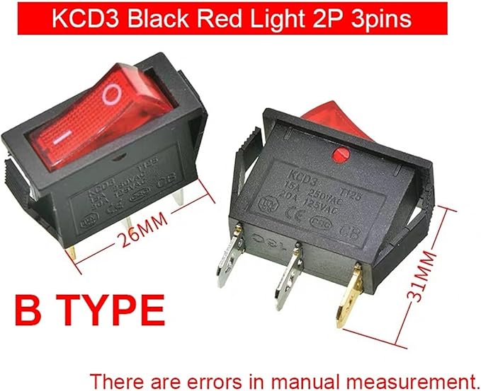 10 Pieces/lot Rocker Switch Rice Cooker Electric Frying pan Small Boat Type Power Button KCD3 Light 2/3 pin(B (10PCS))