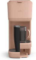 Single Serve Coffee Maker Pods Ground Coffee Compatible | Brew 6-14 oz Cups with Adjustable Drip Tray | One-Touch Auto Shut-Off | Compact Personal Coffee Brewer | Pink Blossom Design