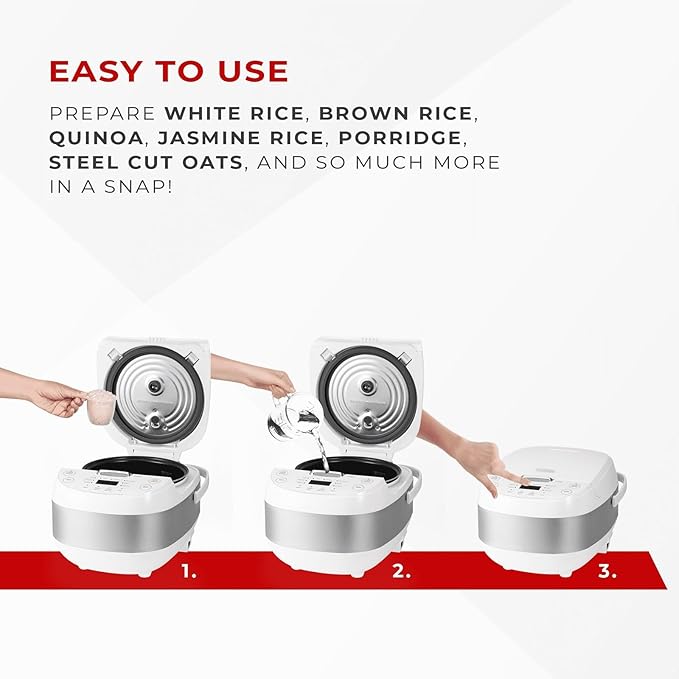 GRFIT Electric Rice Cooker 10 Menu Options Oatmeal Brown Rice &amp More Touch-Screen Nonstick Inner Pot