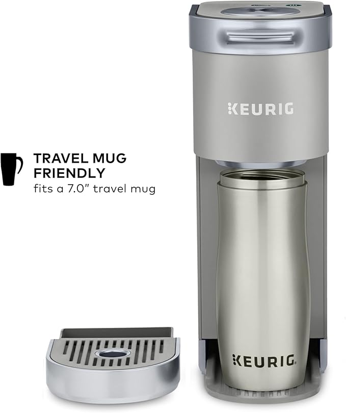 Keurig K-Mini Plus Single Serve K-Cup Pod Coffee Maker with 6 to 12oz Brew Size Stores up to 9 K-Cup Pods Travel Mug Friendly Studio Gray