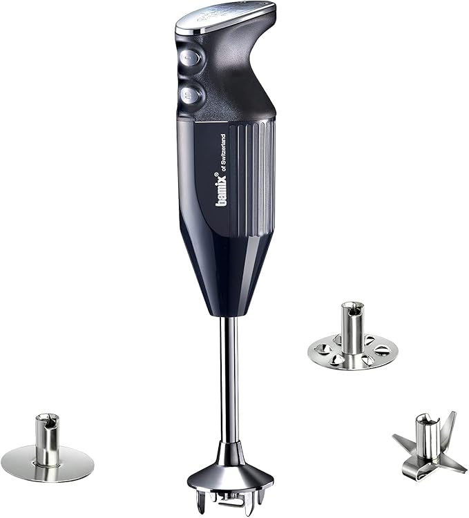 bamix Made in Switzerland M200 PRIME - 2-speed Immersion Hand Blender 200W 120V 60Hz – Black - Includes 3 Stainless Steel Blades – Aerating Blending and Chopping Blades