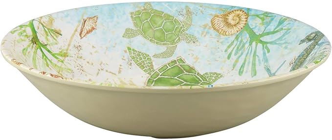 Supreme Housewares 12-Piece Melamine Dinnerware Set Includes Dinner Plates Salad Plates Bowls Service for 4. (Sea Turtle)