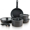 Multi-Piece Detachable Cookware Set Non-Stick Pots and Pans Set with Removable Handles Cooking Set Oven Safe Stackable Universal for All Stoves5PcGray Black