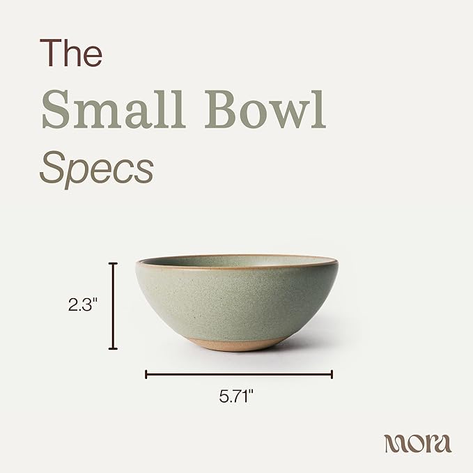 MORA Small Bowls Set of 4 16oz Ceramic Pottery Dessert Bowls - Microwave Oven and Dishwasher Safe - Thyme
