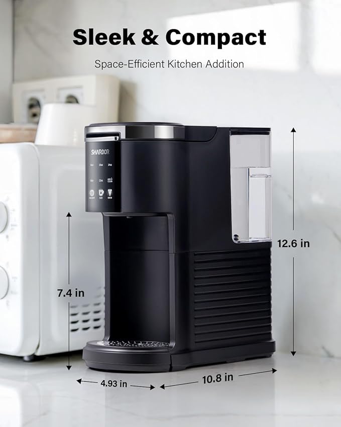 SHARDOR 3 in 1 Single Serve Coffee Maker for K Cup &amp Ground Coffee &amp Teas Pod Coffee machine 6–14oz Brew Sizes 40oz Detachable Water Reservoir Descale Settings Black