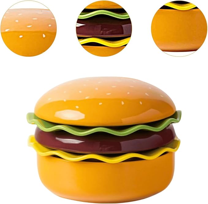 Ceramic Dinnerware Set Stackable Burger Plate Bowl Set with Lid Tableware for Kitchen