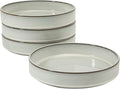 Bloomhouse - Two Time Oprah's Favorite Things WInner - Santorini Mist 4-Piece 8.6-Inch Terracotta Pasta Bowl Set – Moonstone White Reactive Glaze Round Shallow Walled Dinner &amp Serving Bowls