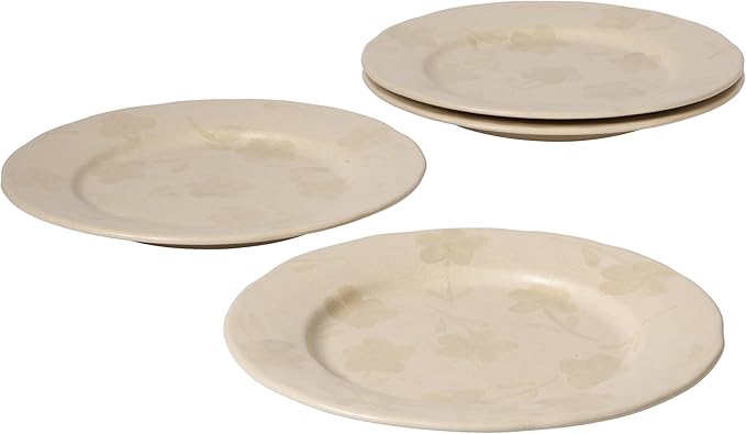 Bloomhouse - 2 Time Oprah's Favorite Things - Made in Portugal Hand Painted 10.8 Inch Dinner Plates Set of 4 - Porto Petals Floral Dish Set - Lilly Cream