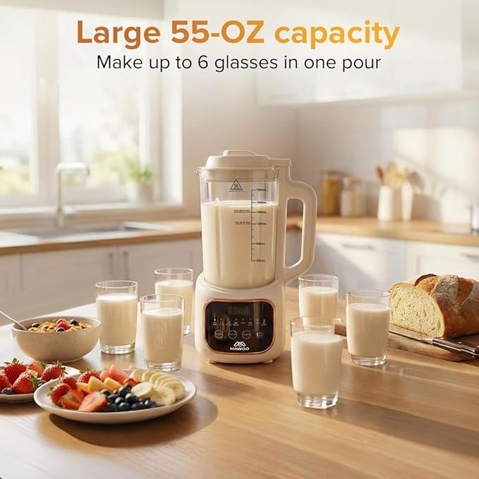 Nut Milk Maker 10-in-1 54 oz Soy Milk Machine with Aroma Boxes Included 35000 RPM Auto Cleaning 24H Delay Start 4H Keep Warm – Almond Oat Cashew Soup &amp More
