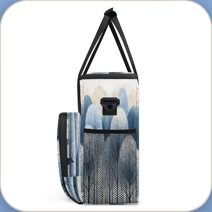 Forest Pattern Coffee Maker Carrying Bag Compatible with K-Mini or K-Mini Plus Portable Single Cup Coffee Maker Case with Pockets for K Cup Pods