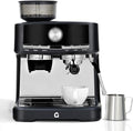 20 Bar Pressure Stainless Steel Espresso Machine with Grinder 1.5l Removable Water Tank Milk Frother Steam Wand for Latte and Cappuccino Adjustable Shot VolumeBlack