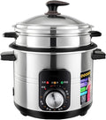 Rice Cooker with Steamer Stainless Steel Rice Cooker Non-Stick LinerAdjustable Temperature for 1-11 People (3L) ()